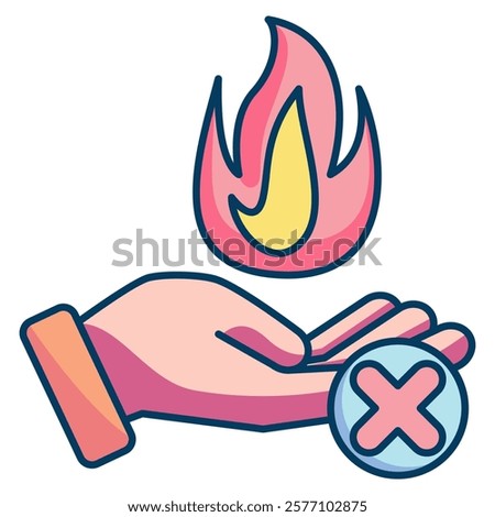 Hot Hand Fallacy Icon - Lineal Color Style - Cognitive Biases Theme