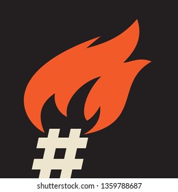 hot hashtag in the flames