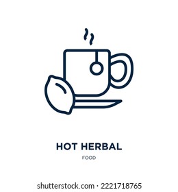 hot herbal icon from food collection. Thin linear hot herbal, hot, cup outline icon isolated on white background. Line vector hot herbal sign, symbol for web and mobile