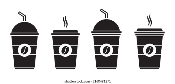 Hot and Ice Coffee Cup Icon, Vector Illustration