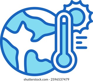 Hot Icon Blue Vector Illustration