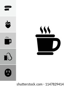 Hot icon. collection of 6 hot filled icons such as smoking can, sausage, coffee, tea, sweating emot. editable hot icons for web and mobile.