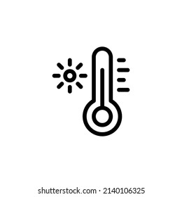 Hot Icon. Line Art Style Design Isolated On White Background