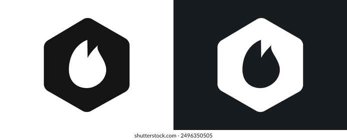 Hot Icon linear graphics set vector in black