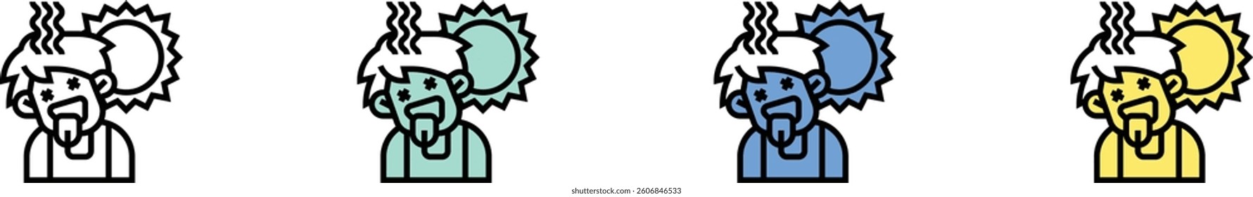 hot icon. Outline, Green, Blue and Yellow Style Design Isolated On White Background