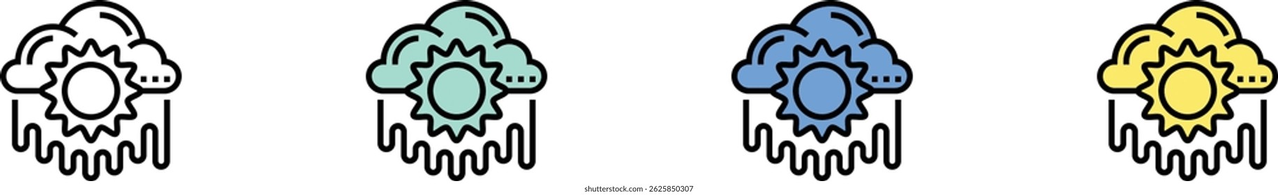 hot icon. Outline, Green, Blue and Yellow Style Design Isolated On White Background