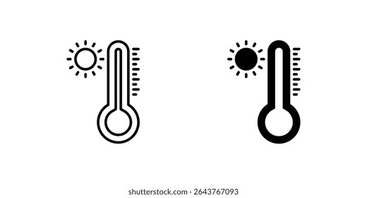 Conjunto de ícones de acesso. Um ícone preto de um termômetro, representando alta temperatura.