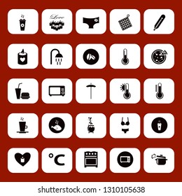 hot icon set with hot chicken, temperature and beach umbrella vector illustration