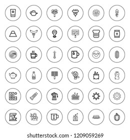 Hot icon set. collection of 36 outline hot icons with bbq grill, bbq, beverage, coffee machine, coffee maker, coffee mill, cup, cool, drink, frying icons. editable icons.