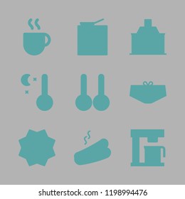 hot icon set. vector set about coffee cup, temperature, oven and hot dog icons set.