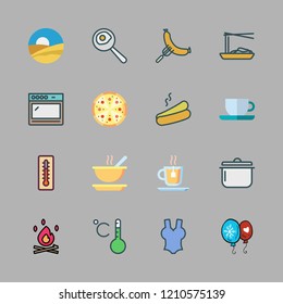 hot icon set. vector set about sausage, desert, tea and hot dog icons set.