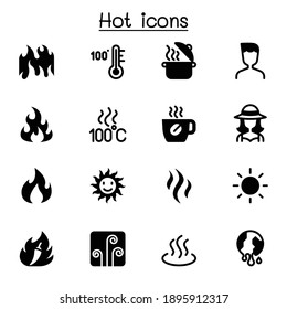 Diseño gráfico de ilustraciones vectoriales de conjunto de iconos calientes
