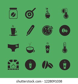 hot icon. hot vector icons set hot coffee, coffee jar, caldron and fireplace