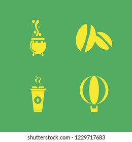hot icon. hot vector icons set coffee beans, hot coffee, balloon and caldron