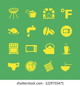 hot icon. hot vector icons set coffee beans, microwave, teapot and boiled pan