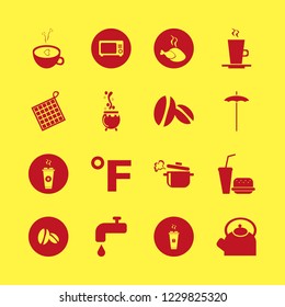 hot icon. hot vector icons set hot chicken, beach umbrella, teapot and fast food