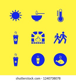 hot icon. hot vector icons set temperature, soup, pedestrian people and sun