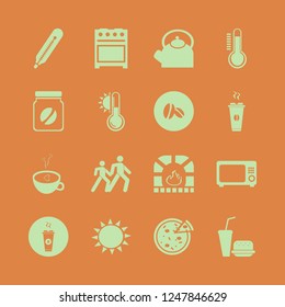 hot icon. hot vector icons set coffee beans, microwave, thermometer and pedestrian people
