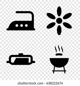 Hot icons set. set of 4 hot filled icons such as pan, sun, iron