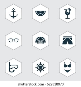 Hot Icons Set. Collection Of Armature, Goggles, Smelting And Other Elements. Also Includes Symbols Such As Mask, Sunglasses, Sunny.