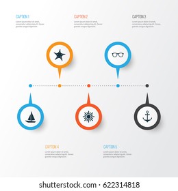 Hot Icons Set. Collection Of Goggles, Star, Armature And Other Elements. Also Includes Symbols Such As Goggles, Sun, Sunglasses.