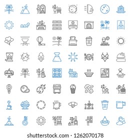 hot icons set. Collection of hot with moon, pot, thermostat, stove, russian banya, sun, thermometer, volcano, mug, coffee, roast, balloons, coffee cup. Editable and scalable hot icons.