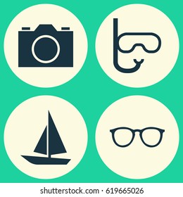 Hot Icons Set. Collection Of Video, Ship, Tube And Other Elements. Also Includes Symbols Such As Video, Tube, Mask.