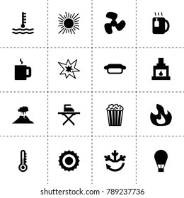 Hot icons. vector collection filled hot icons. includes symbols such as thermometer, fire, sun, fan, air conditioning, car temperature. use for web, mobile and ui design.