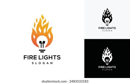 Hot Idea logo design template Bulb logo symbol. bulb fire logo design concept	