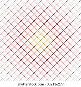 Hot iron wire mesh and shadow on white background vector illustration.