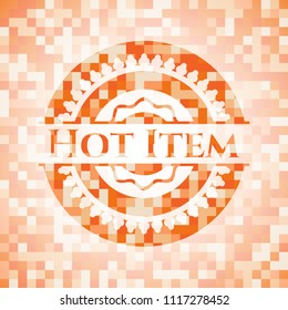 Hot Item abstract orange mosaic emblem with background