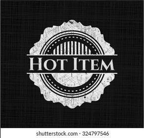 Hot Item chalk emblem written on a blackboard