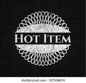 Hot Item chalk emblem written on a blackboard