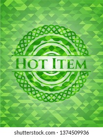 Hot Item green emblem with triangle mosaic background