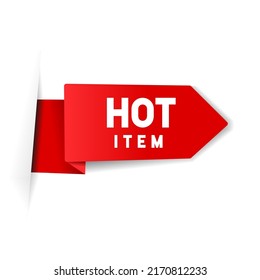 Hot item Modern banner vector. Web element. Hot product label.