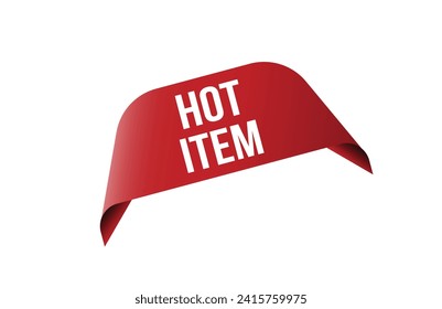 Hot item red ribbon label banner.
