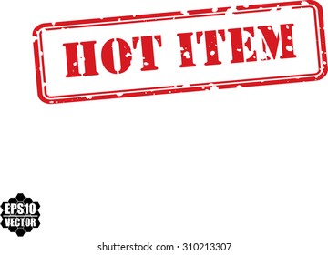 Hot Item Red Rubber Stamp Design Over A White Background. Special Promotion For Customer. Vector Illustration.