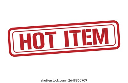 HOT ITEM roter Stempel Textvektor, Gummistempel