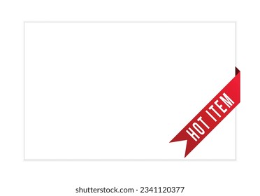 Hot item red vector banner illustration isolated on white background.