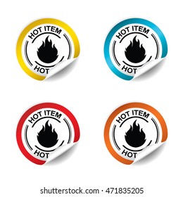 Hot item sticker, button, label and sign set - vector
