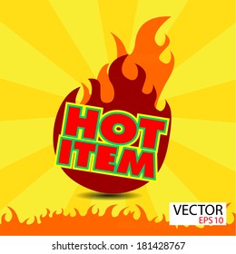Hot item sticker  with flames