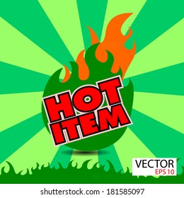 Hot item sticker  with flames