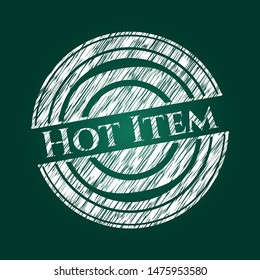 Hot Item written with chalkboard texture. Vector Illustration. Detailed.