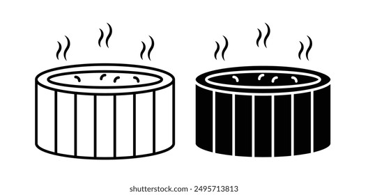 Hot jacuzzi tub vector icon set in black color.