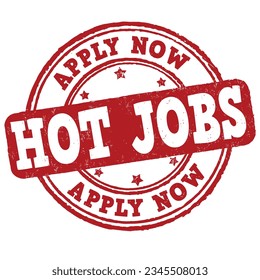 Hot jobs grunge rubber stamp on white background, vector illustration