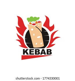 hot kebab logo template vector - food