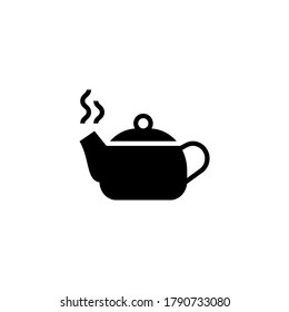 Hot Kettle icon in black flat glyph, filled style isolated on white background