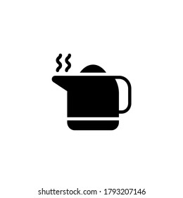 Hot Kettle icon in black flat glyph, filled style isolated on white background
