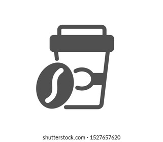 Hot latte sign. Takeaway coffee icon. Tea drink mug symbol. Classic flat style. Simple takeaway coffee icon. Vector