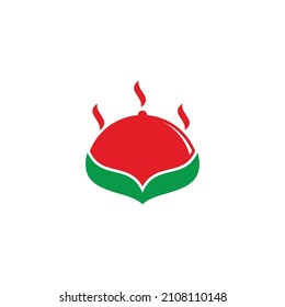 hot leaf food cover vegan food restaurant symbol vector